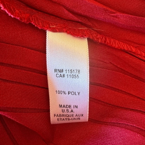 Komarov Crinkle Illusion Neckline A-Line Satin Cocktail Dress - Red - Size XL - Picture 7 of 8